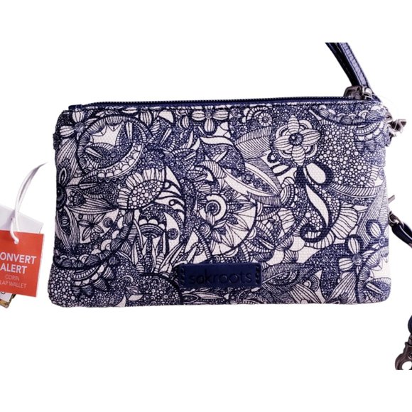 NWT Sakroots Corin Flap Wallet - Navy Blue and White - Picture 6 of 11
